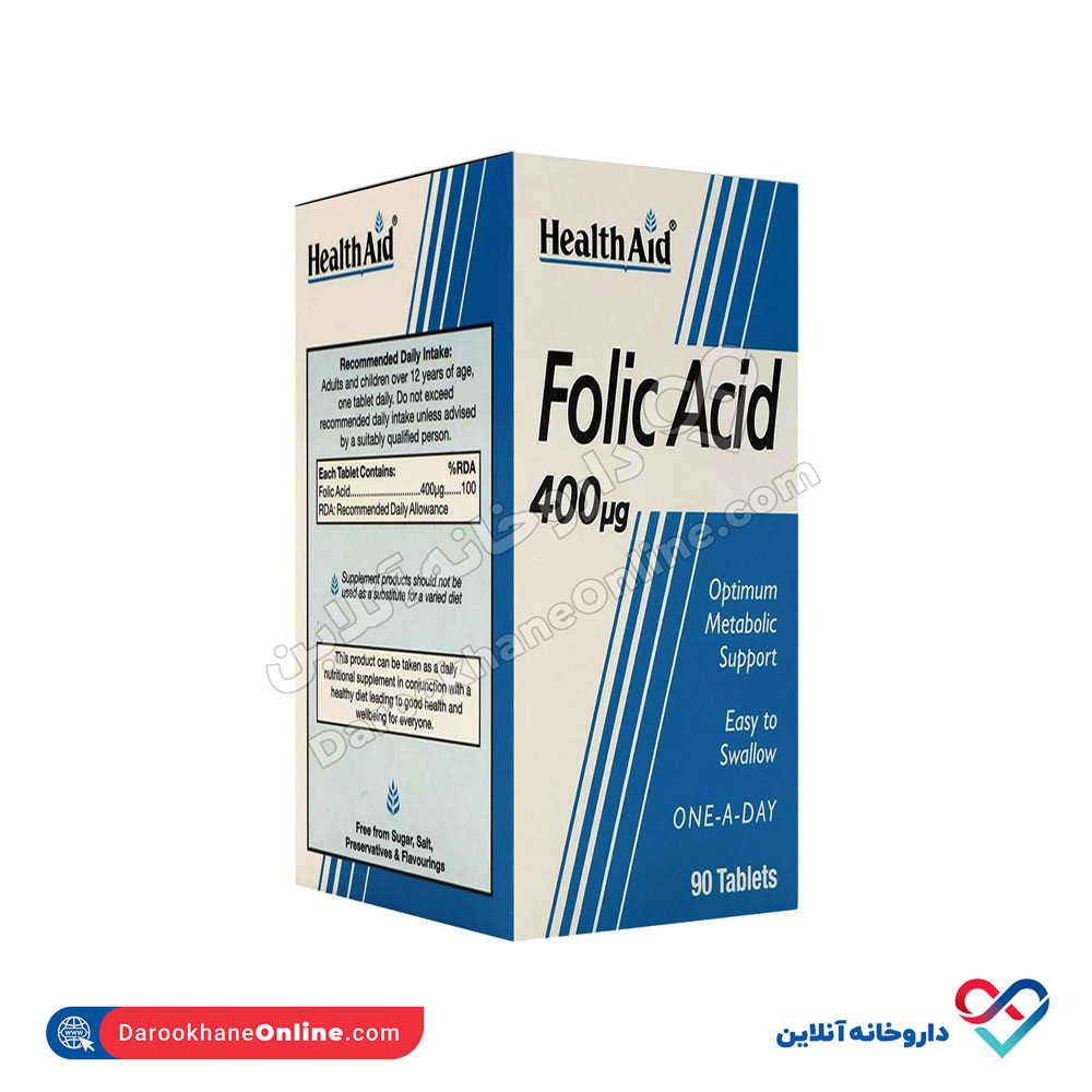 قرص فولیک اسید 400 میکروگرم هلث اید 90 عددی - Image 2